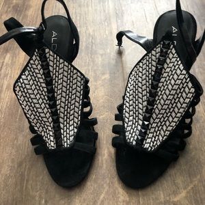 Black and white heels